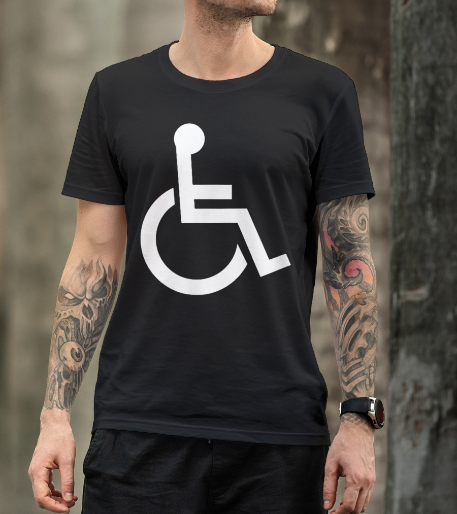 Classic Wheelchair Symbol In Blue And White T-Shirt