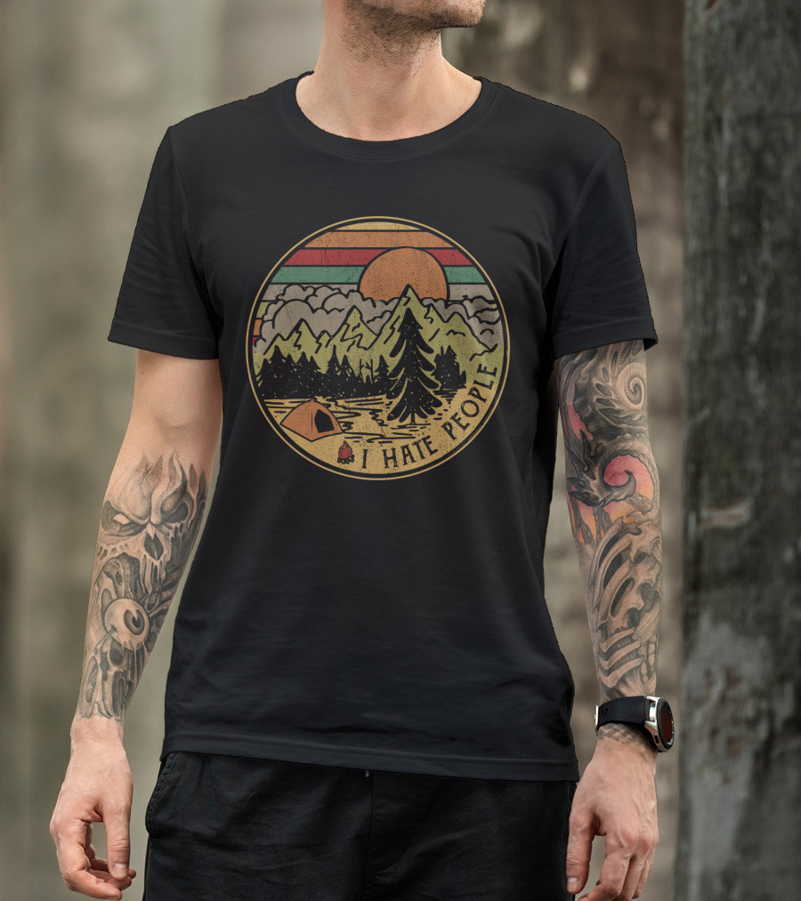 I Hate People Mountains Camping Sunset T-Shirt