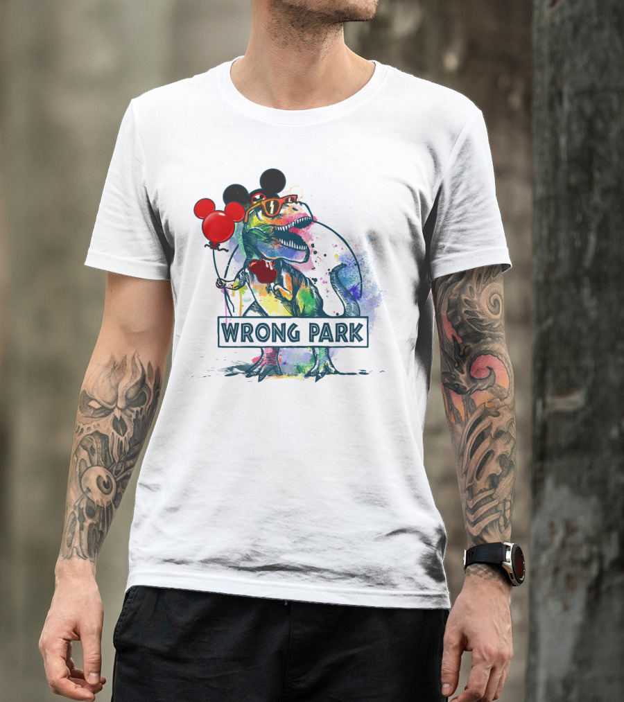 Wrong Park T Rex With Mickey Ears And Balloon T-Shirt