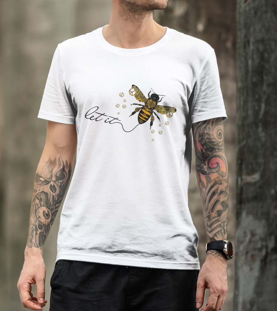 Let It Bee With Peace Signs And Honey Bee T-Shirt