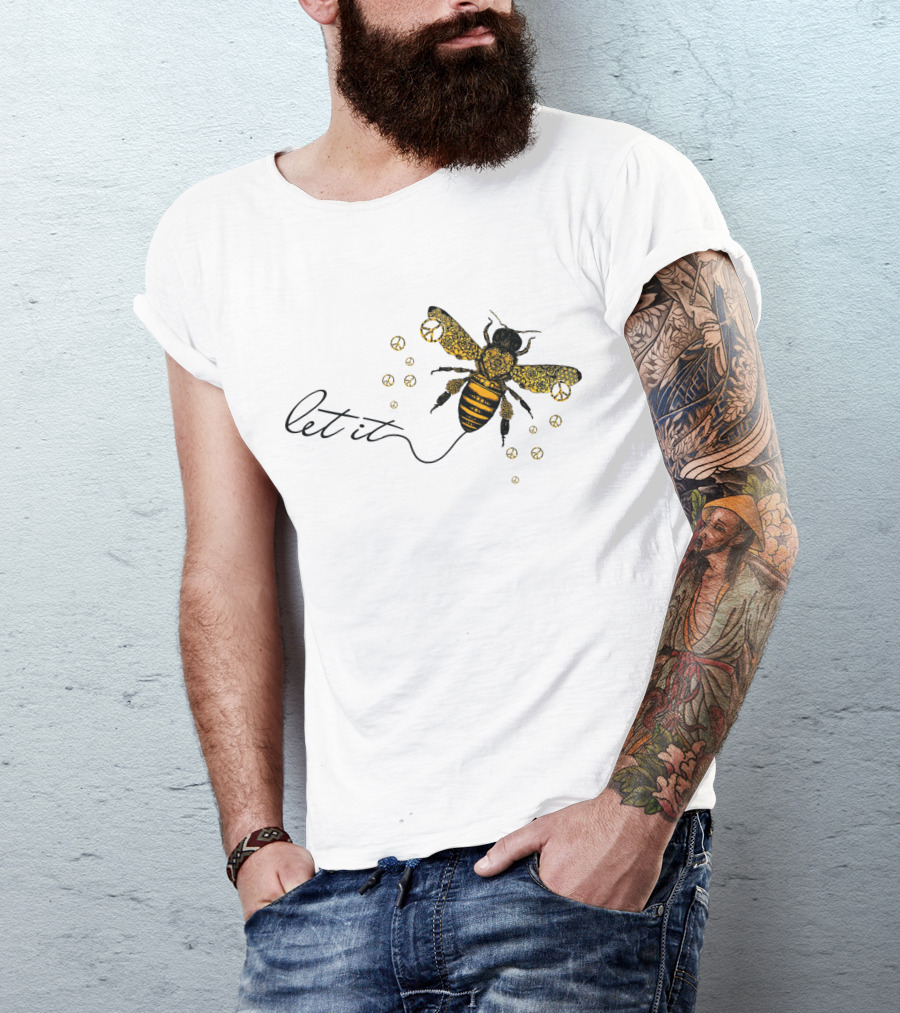 Let It Bee With Peace Signs And Honey Bee T-Shirt