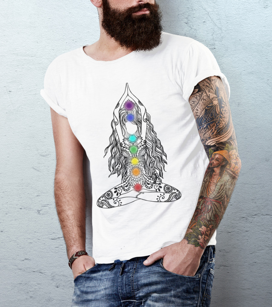Yoga Chakra Meditation Mandala Colorful Pose T-Shirt
