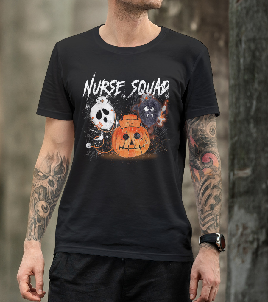 Nurse Squad Halloween Pumpkin Ghost Bat Vampire T-Shirt