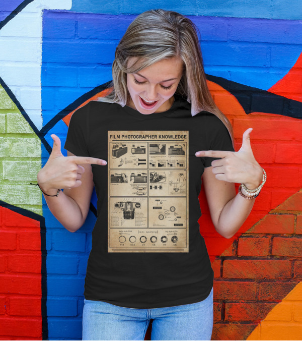 Film Photographer Knowledge Vintage Camera Instructions Lens Aperture Guide T-Shirt