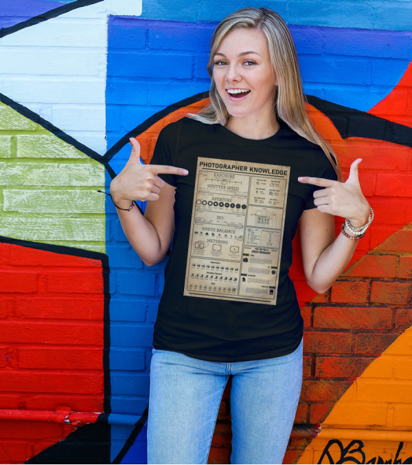 Photographer Knowledge Exposure Shutter Speed Aperture ISO White Balance Metering Concert Photography Guide T-Shirt