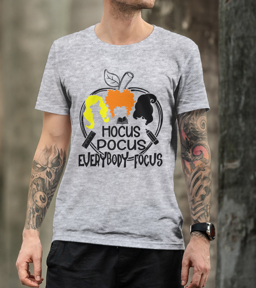 Hocus Pocus Everybody Focus Apple Hair Silhouettes Book Pencil Ruler T-Shirt