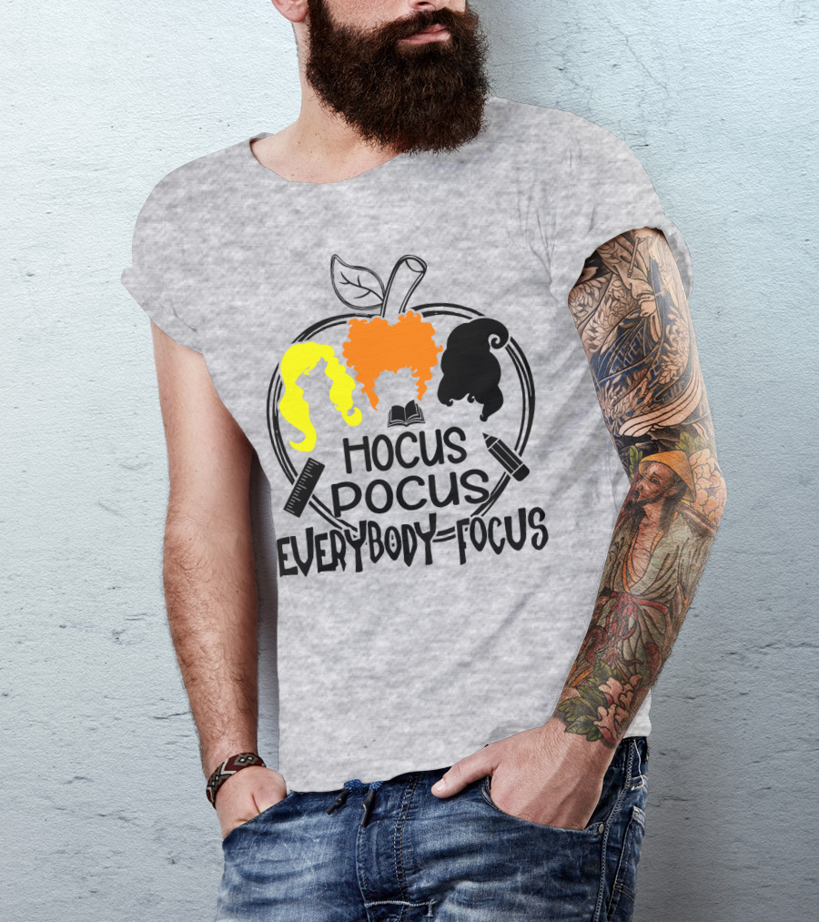 Hocus Pocus Everybody Focus Apple Hair Silhouettes Book Pencil Ruler T-Shirt