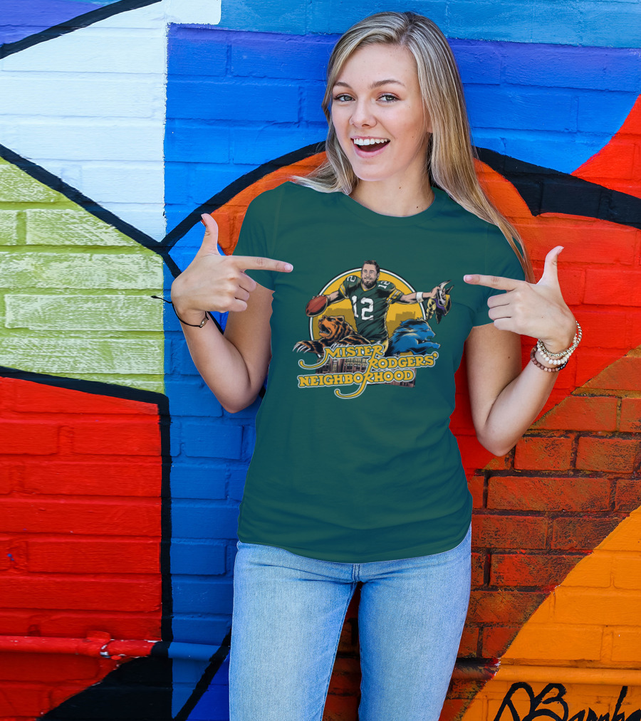 Mister Rodgers Neighborhood Go Pack Football Lions And Bears T-Shirt