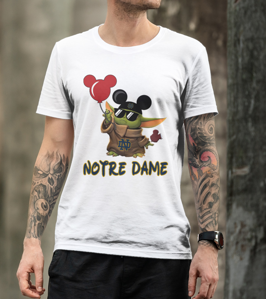 Notre Dame Baby Yoda Mickey Balloons T-Shirt