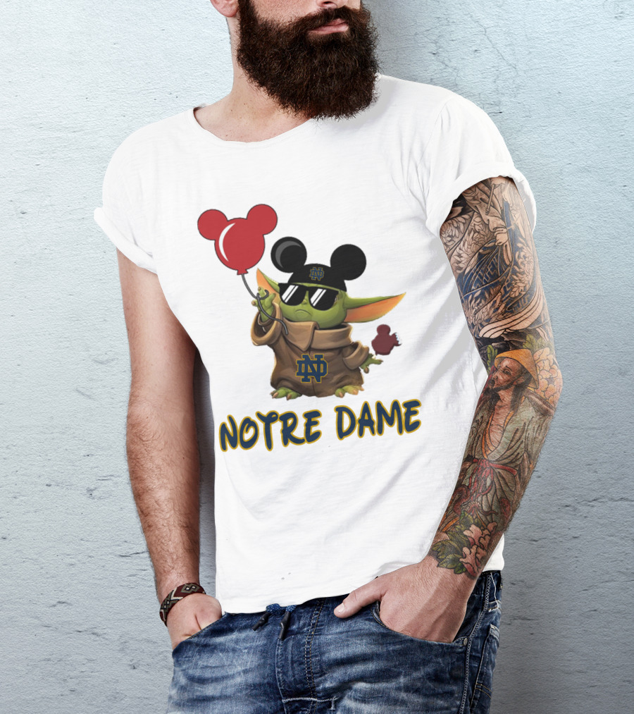 Notre Dame Baby Yoda Mickey Balloons T-Shirt