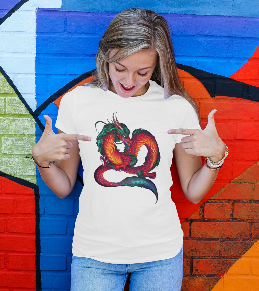DRAGON ART AAA Kaleidoscope Colors Coiled Majesty T-Shirt