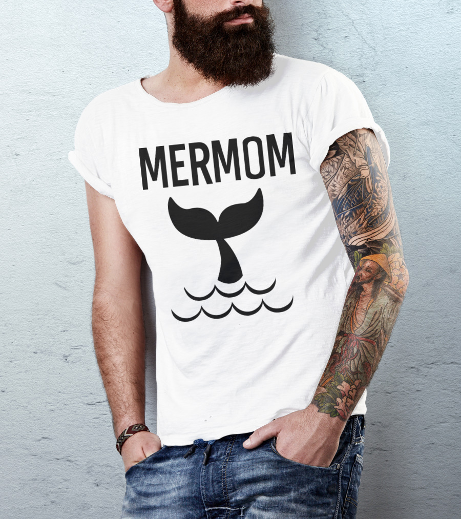 Mermom Whale Tail Ocean Waves T-Shirt