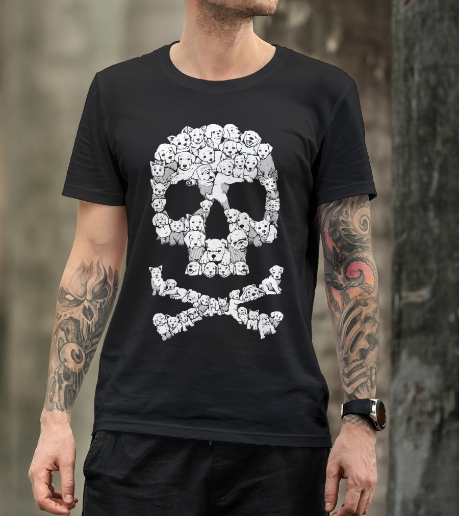 Skull Made Of Playful Puppies And Dogs T-Shirt
