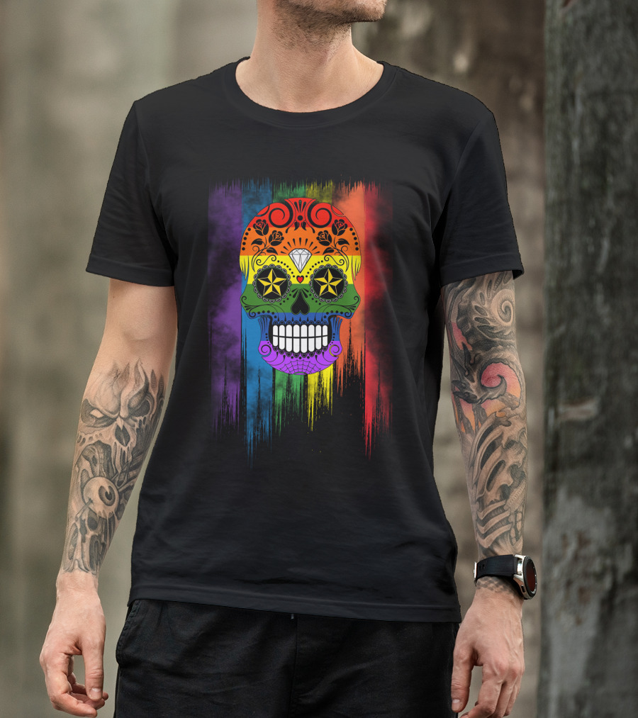 Skull Star Diamond Rainbow Sugar Skull T-Shirt