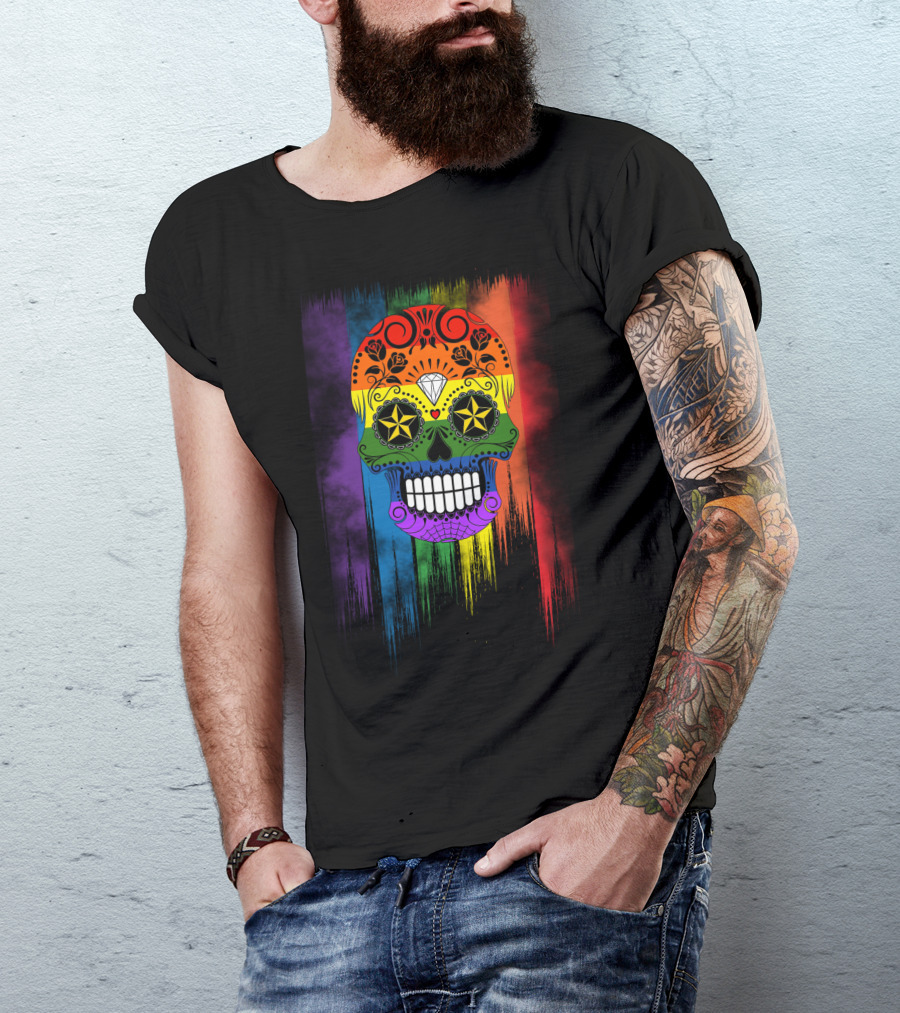 Skull Star Diamond Rainbow Sugar Skull T-Shirt