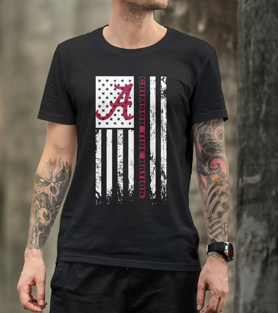 Alabama Crimson Tide Flag Crimson Tide Nation T-Shirt