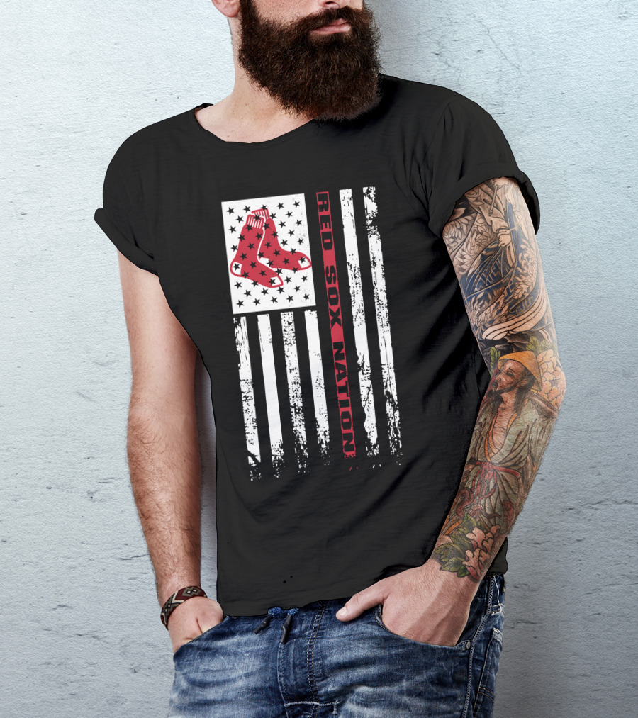 Red Sox Nation Boston Red Sox Stars And Stripes Flag T-Shirt