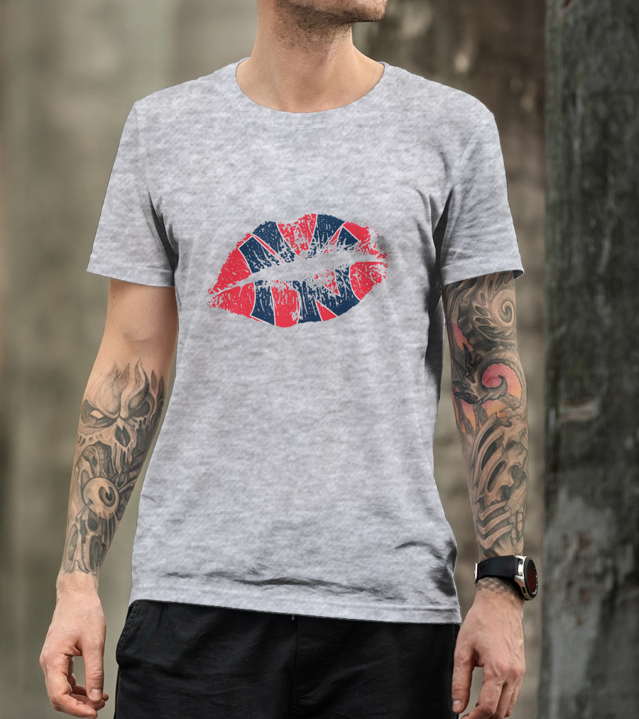 New York Yankees Lip Print Union Jack Flag Style T-Shirt