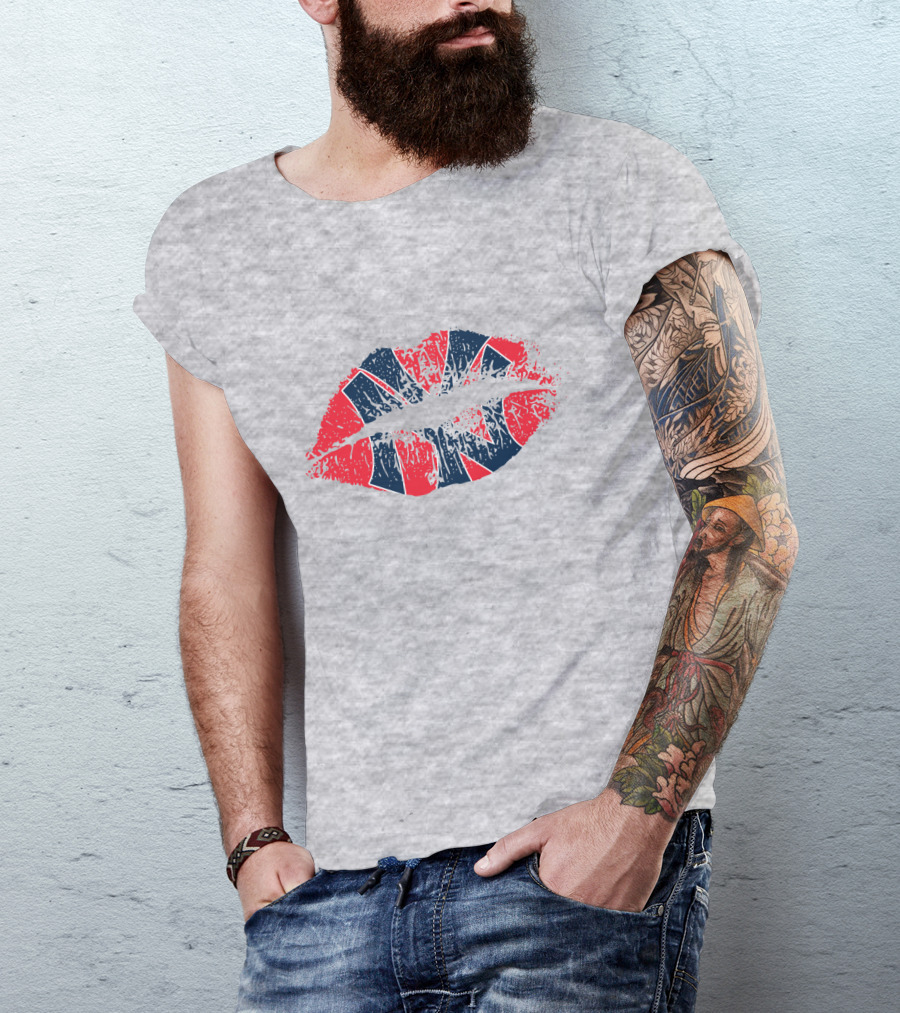 New York Yankees Lip Print Union Jack Flag Style T-Shirt