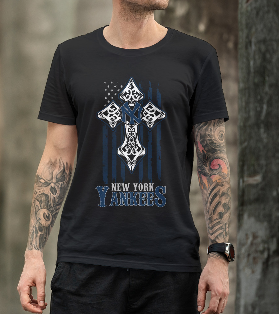 New York Yankees Cross Flag Icon With Stylized N T-Shirt