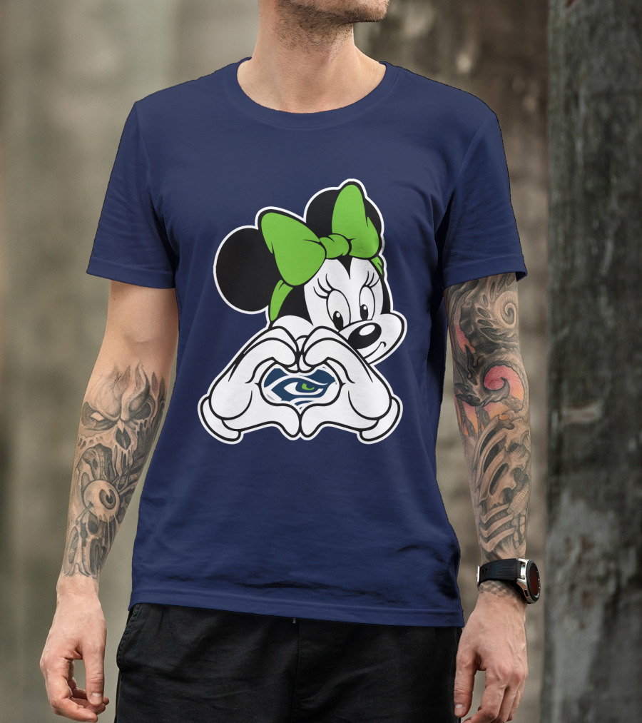 Minnie Mouse Heart Hands Seattle Seahawks T-Shirt