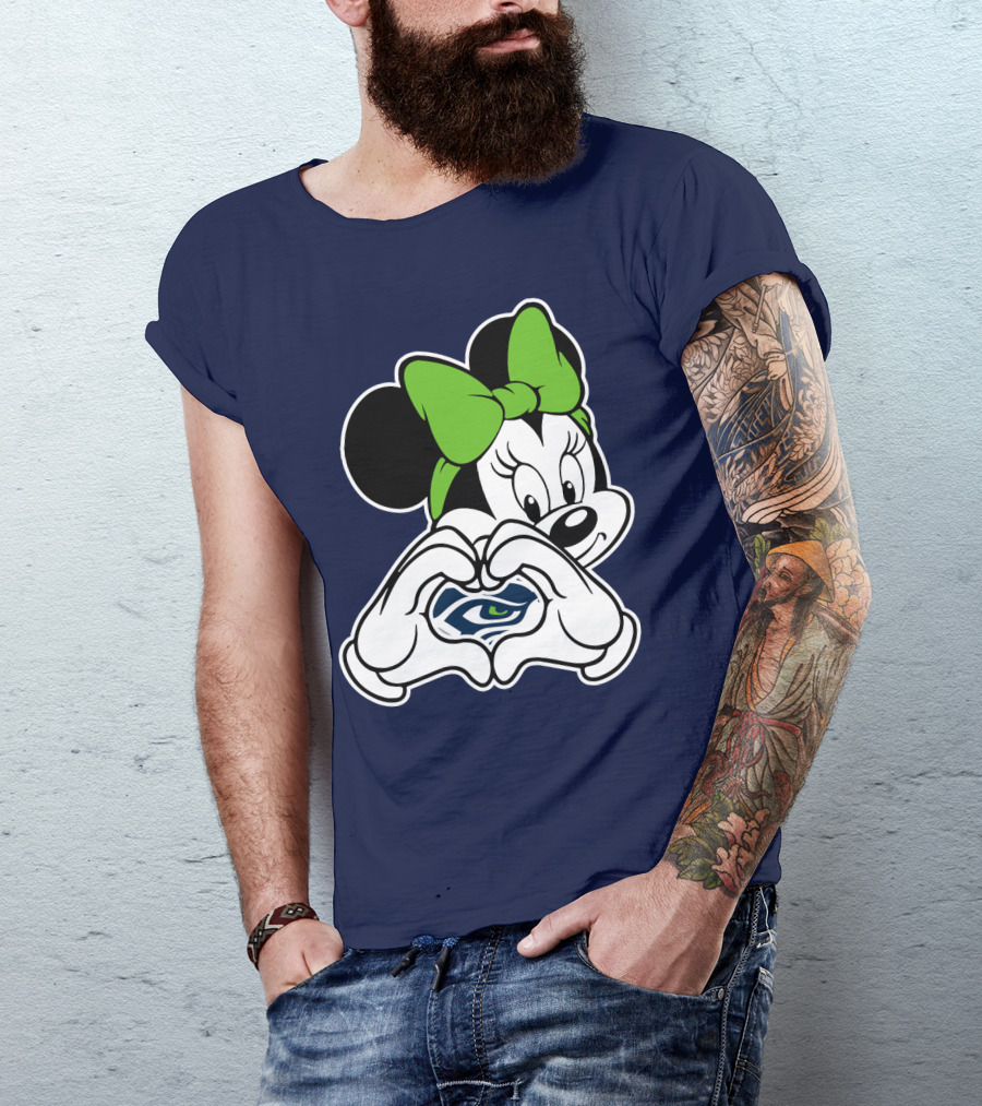Minnie Mouse Heart Hands Seattle Seahawks T-Shirt