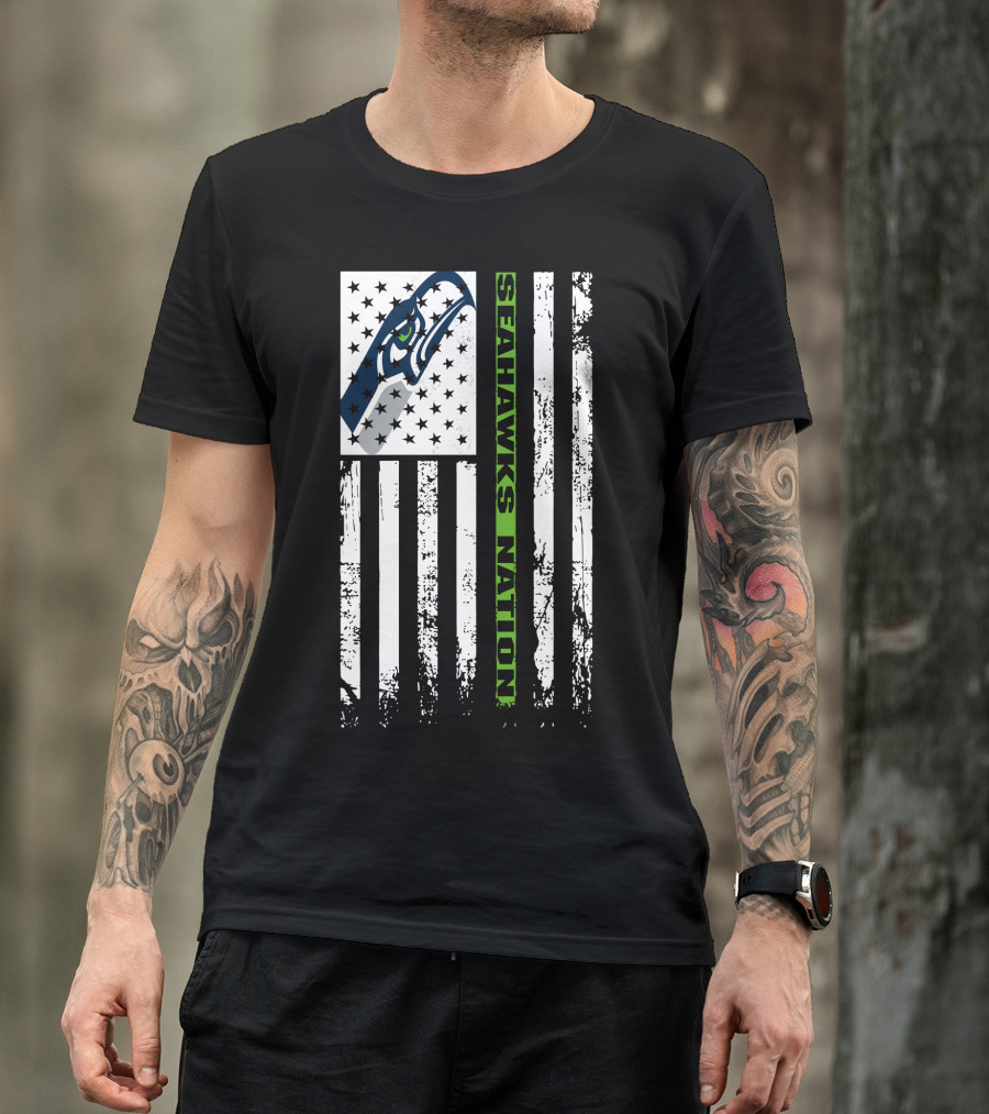Seattle Seahawks Nation American Flag T-Shirt