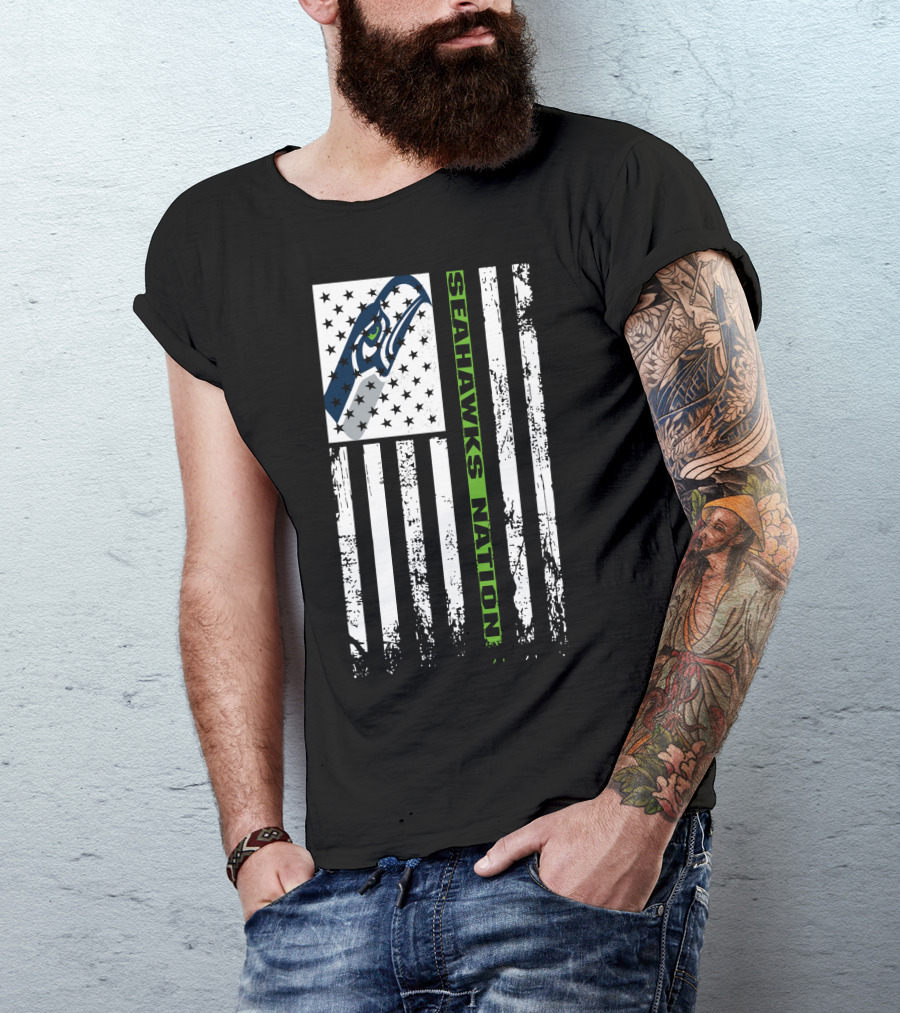 Seattle Seahawks Nation American Flag T-Shirt