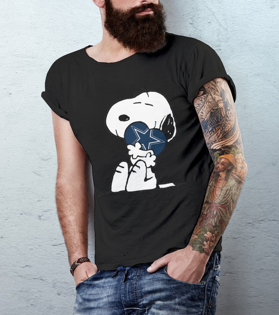 Cowboys Nation Snoopy With Heart-Shaped Dallas Star T-Shirt