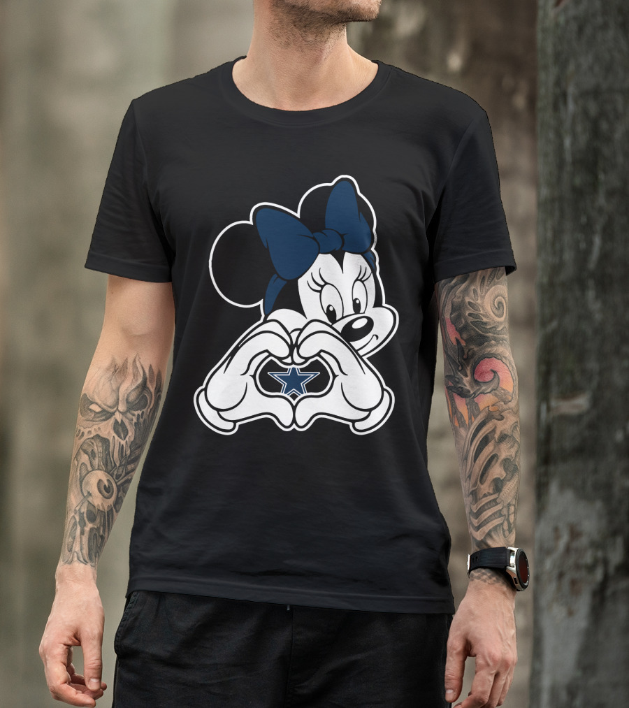 Cowboys Nation Dallas Star Minnie Mouse Heart Hands T-Shirt