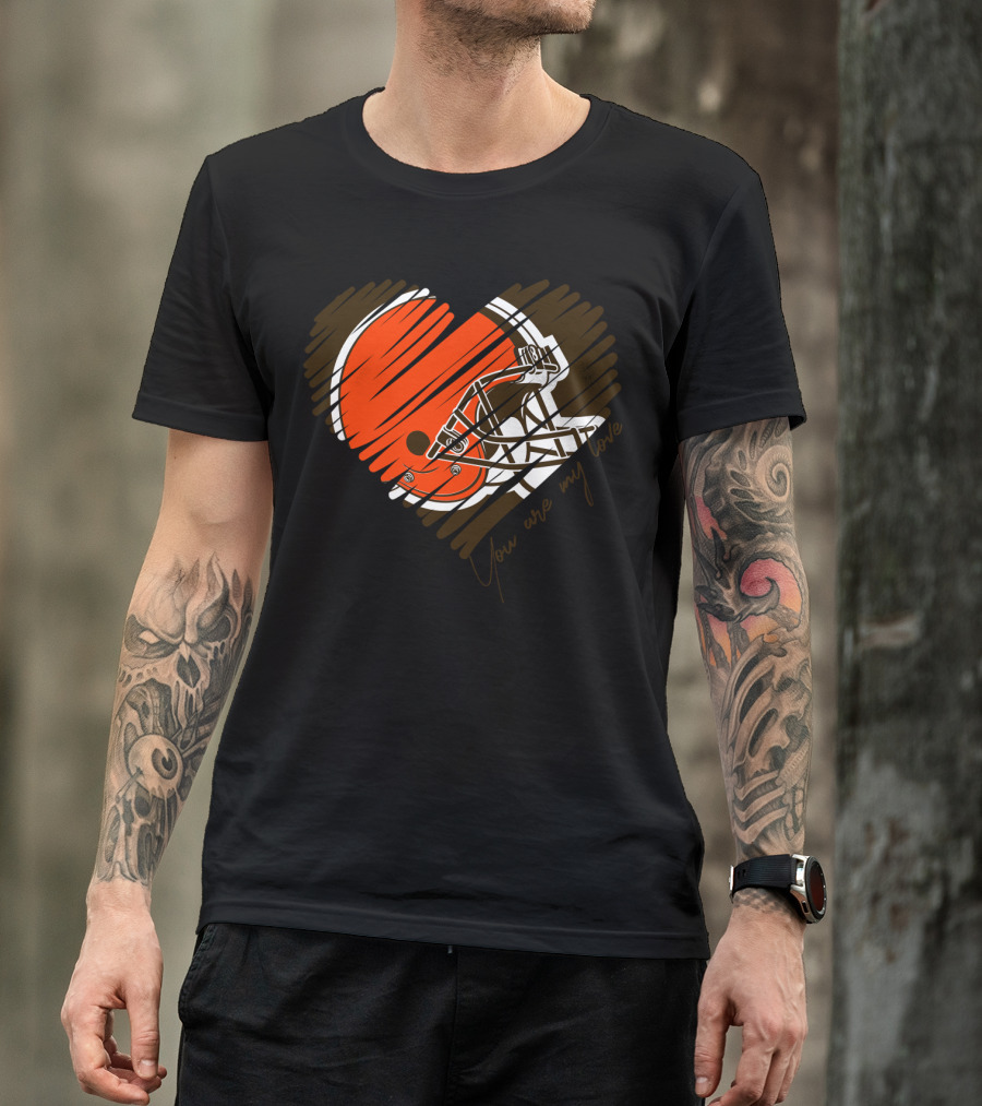Cleveland Browns You Are My Love Heart Helmet T-Shirt