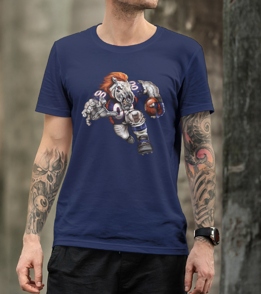 Denver Broncos Football Horse With Jersey And Ball T-Shirt