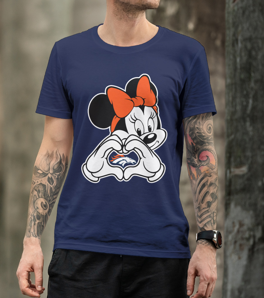 Minnie Mouse Heart Hands Denver Broncos T-Shirt
