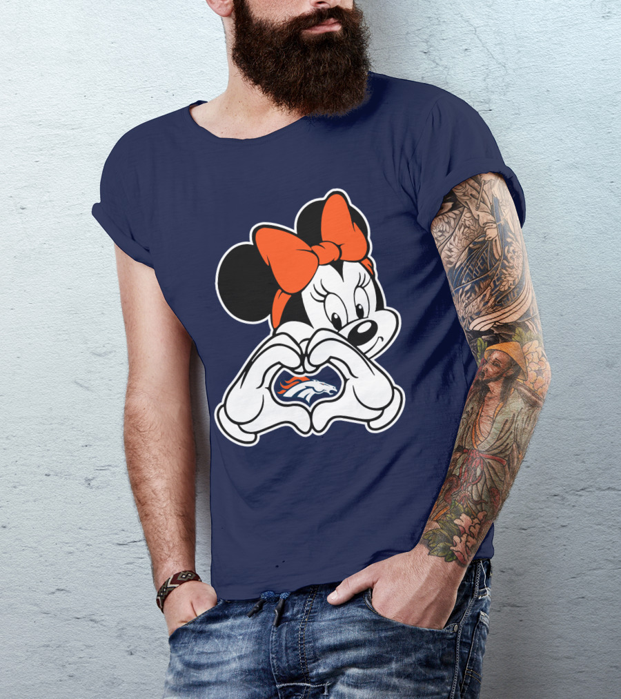 Minnie Mouse Heart Hands Denver Broncos T-Shirt