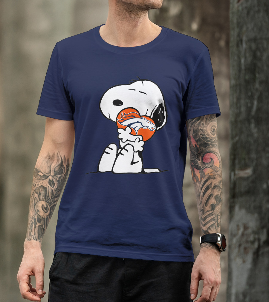 Denver Broncos Snoopy Hugging Football T-Shirt