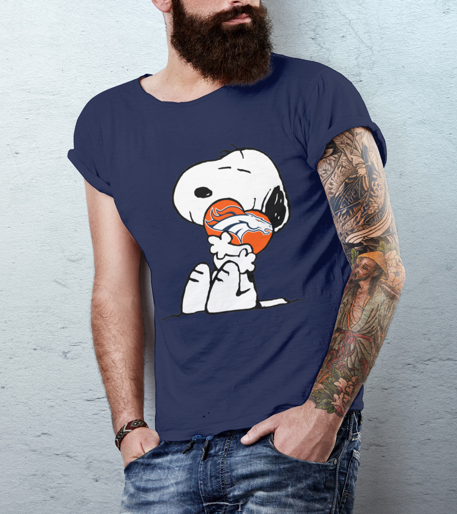 Denver Broncos Snoopy Hugging Football T-Shirt