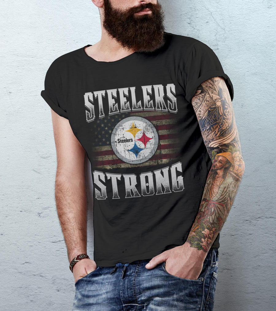 Steelers Strong Pittsburgh Steelers Usa Flag T-Shirt