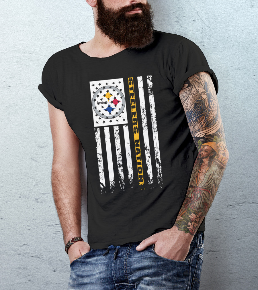 Steelers Nation Pittsburgh Steelers Logo Flag T-Shirt