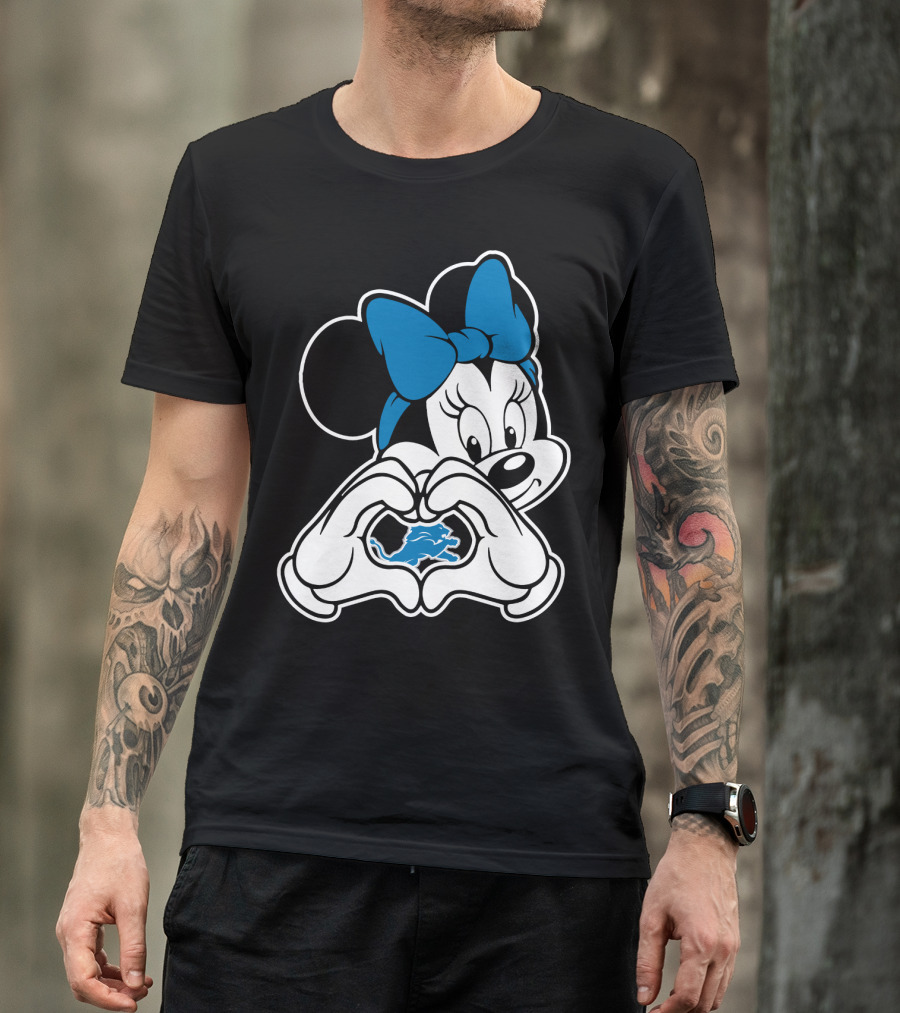 Detroit Lions Minnie Mouse Heart Hands T-Shirt