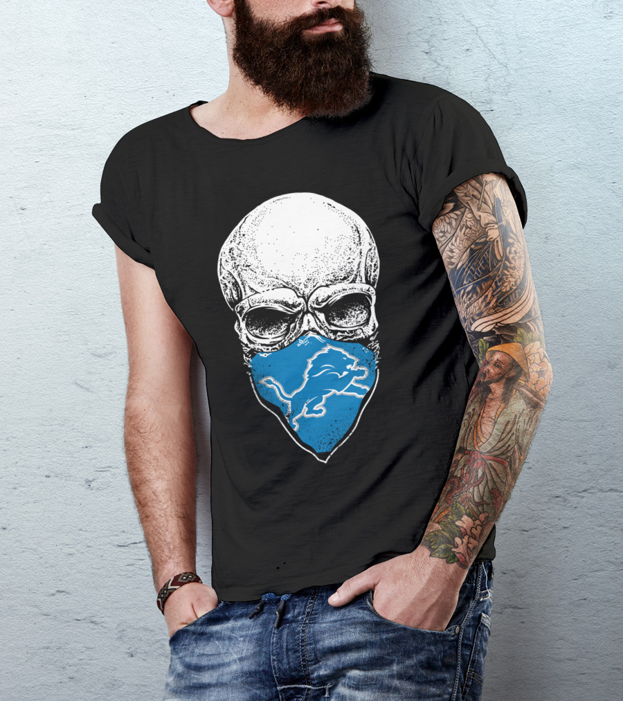 Detroit Lions Skull Bandana T-Shirt