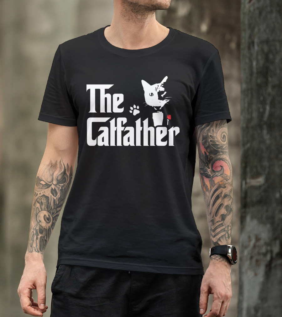 The Catfather Cat Paw Print Rose T-Shirt