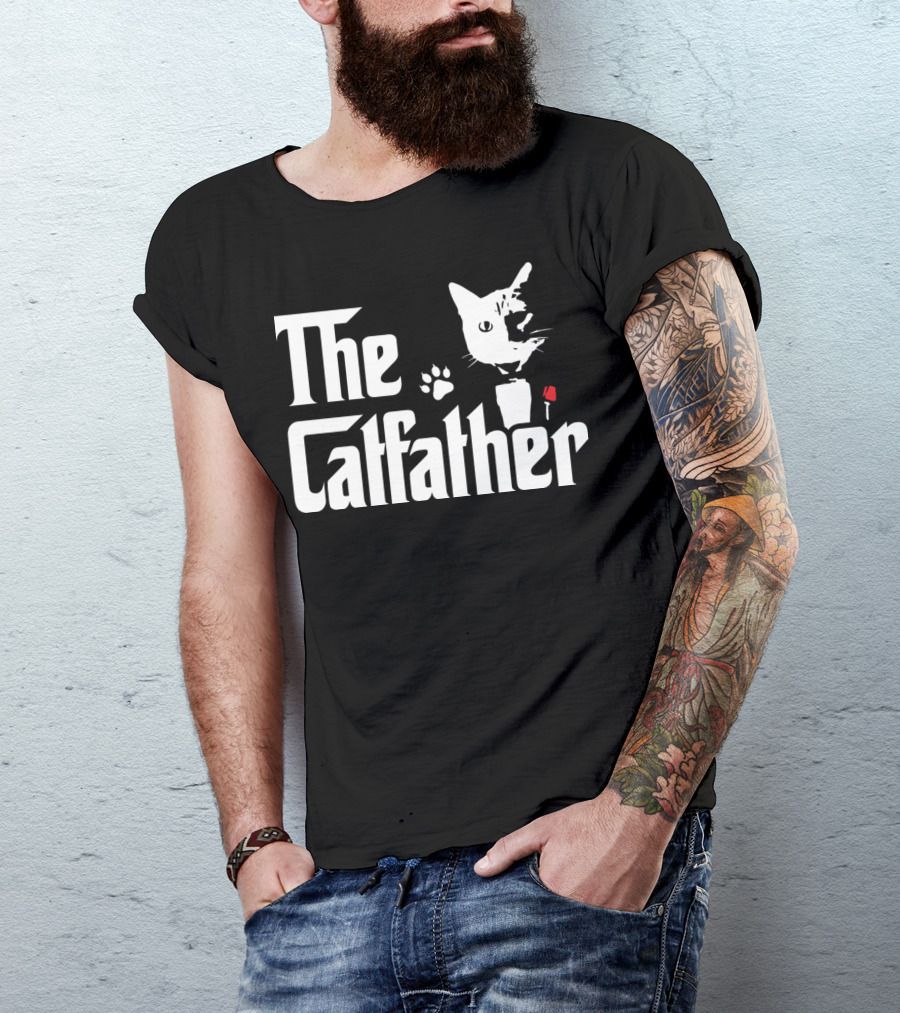 The Catfather Cat Paw Print Rose T-Shirt