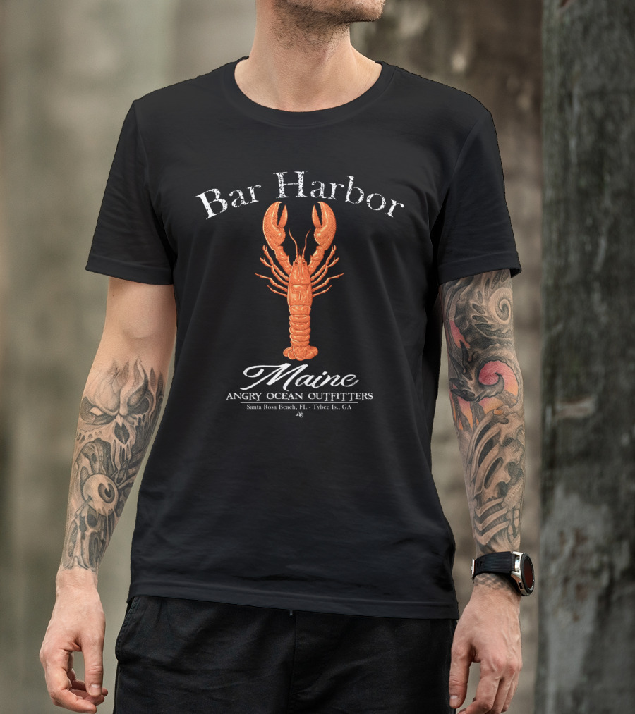 Bar Harbor Maine Angry Ocean Outfitters Lobster Santa Rosa Beach Tybee Island T-Shirt
