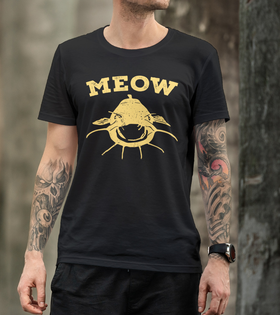 Meow Catfish Fishing Fisherman T-Shirt