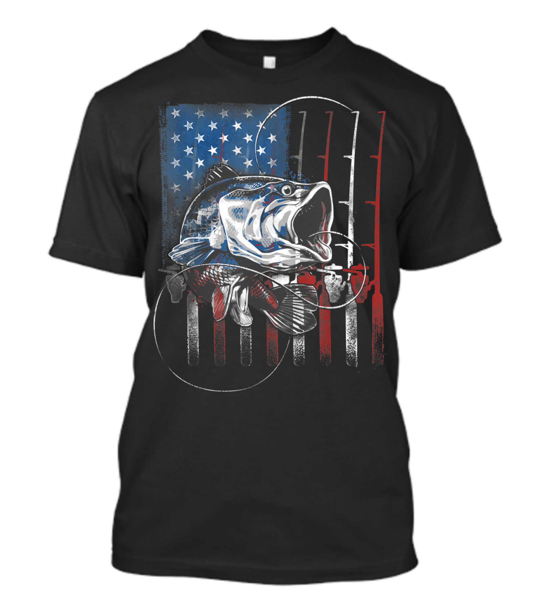 Vintage American Flag Bass Fishing USA Fisherman T-Shirt