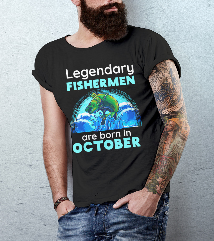 Legendary Fishermen Are Born In October Vibrant Fish T-Shirt