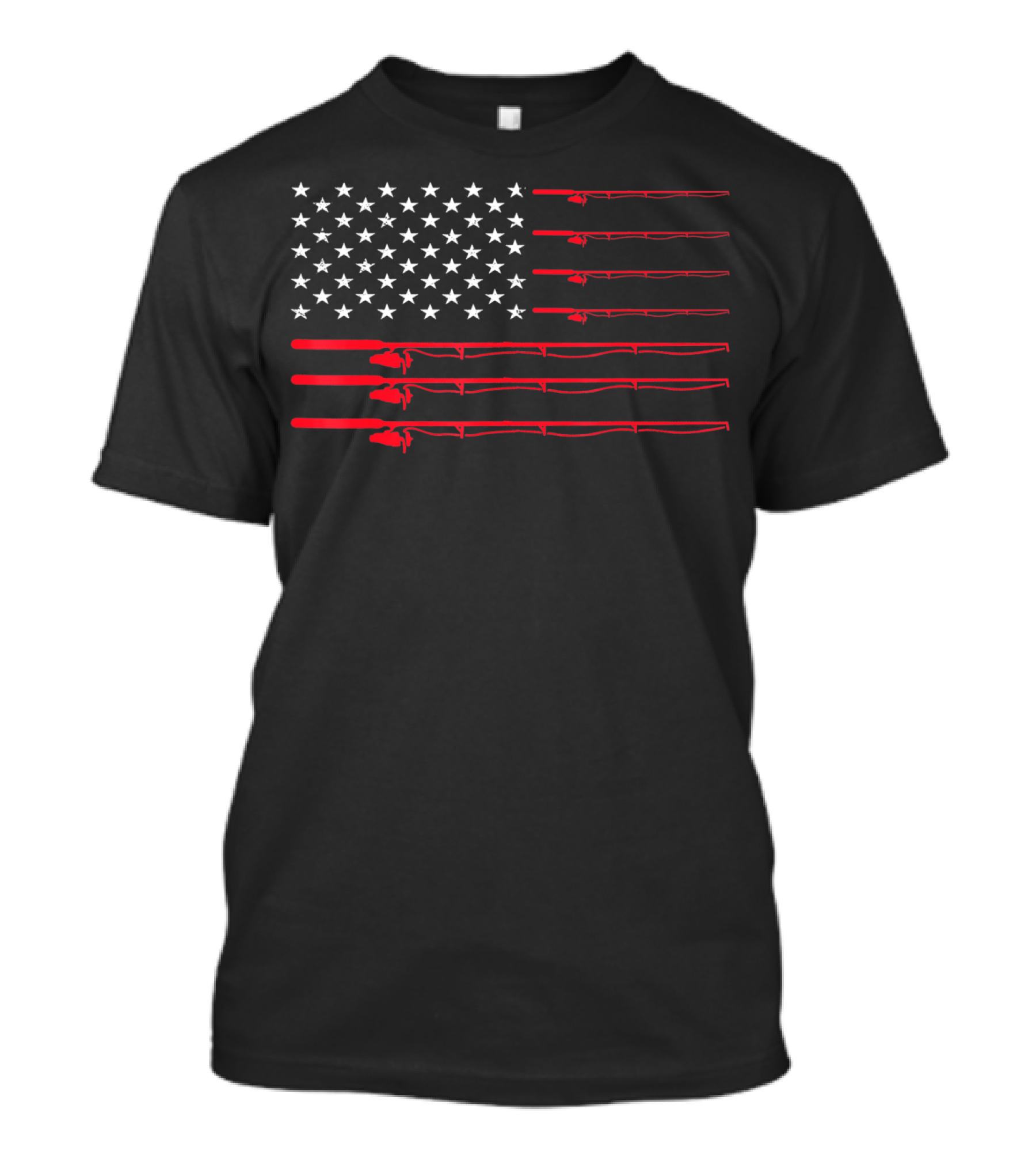 American USA Flag Fishing Rods Fisherman T-Shirt