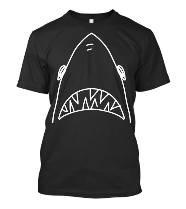 Shark Head Bite Funny Scary Drawing For Fishing Lovers T-Shirt