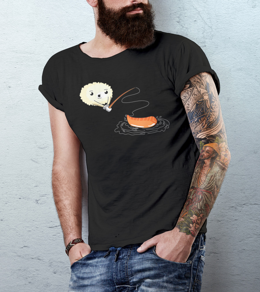 Kawaii Sushi Fishing Cute Japanese Food Lover Fishing Lover Playful Salmon Anime T-Shirt