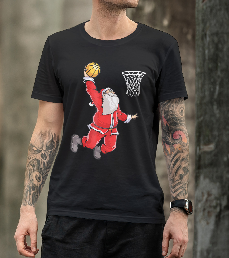 Basketball Santa Christmas Dunking Sports Fun T-Shirt